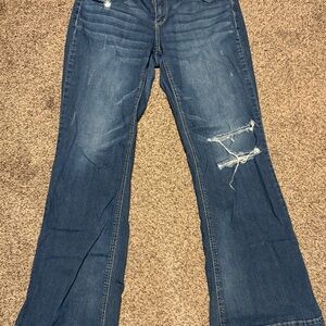 Democracy Blue Distressed Flare Jeans